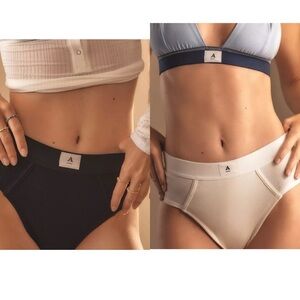 Anthropology Briefs Panties Underwear Low-Rise Ribbed Cotton NWT Set of 2